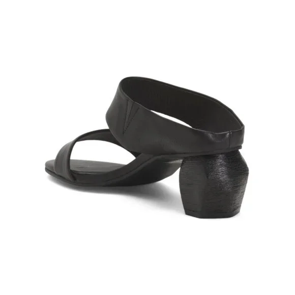 ANTELOPE Black Leather Amelia Heeled Comfort Sandals